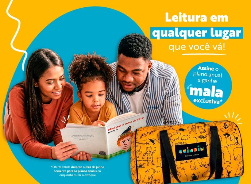 Clube Quindim - Banner principal do clube de livros infantis