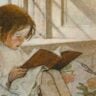 10 poemas para crianças amarem poesia. Retrato de uma menina sentada lendo um livro