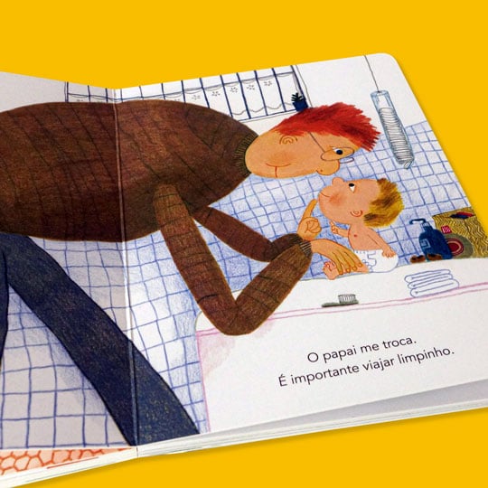 8 livros infantis sobre o cotidiano do bebê para ajudá-lo a entender a rotina 12 Página do livro 'Boa viagem, bebê!' que é um dos livros infantis sobre cotidiano do bebê