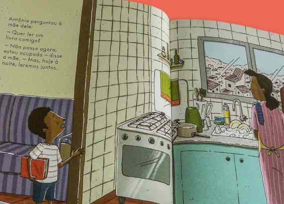 O que afasta os pais da leitura compartilhada com os filhos? 3 Imagem do livro "Quer ler um livro comigo?", de Lawrence Schimel e Thiago Lopes. Foto: Clube Quindim.